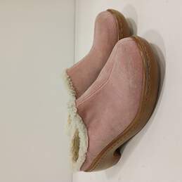 Women's Pink Leather Faux Fur-Lined Clogs Size 10