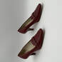 Womens Cicely Red Calfskin Leather Slip On kitten Pumps Heels Size 9.5 B image number 1