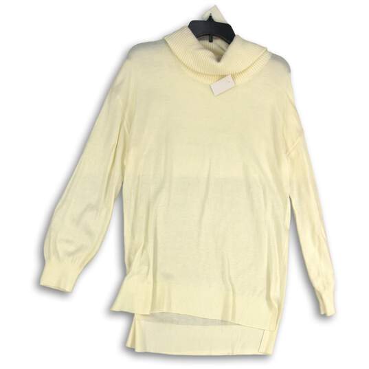 NWT Loft Womens Cream Ribbed Long Sleeve Turtleneck Pullover Sweater Size Large image number 1