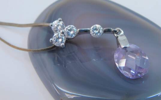 Contemporary Sterling Silver Clear CZ Purple Crystal Jewelry 18.2g image number 4