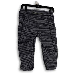 Womens Gray Black Flat Front Elastic Waist Pull-On Capri Leggings Size S alternative image