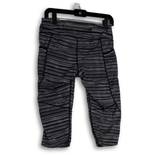 Womens Gray Black Flat Front Elastic Waist Pull-On Capri Leggings Size S image number 2