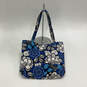 Authentic Womens Blue Floral Inner Pockets Double Handle Shoulder Bag image number 3