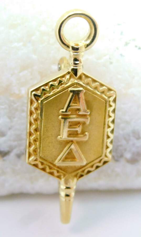 Vintage 10K Yellow Gold Alpha Epsilon Delta Greek Key Fraternity Pin 3.0g image number 1