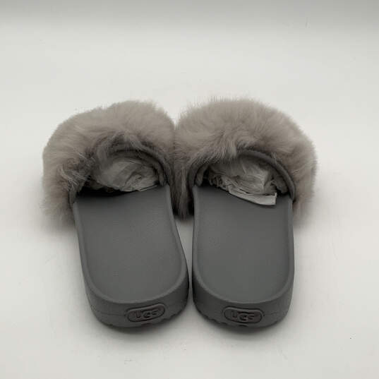 Womens Royale 1018875 Gray Faux Fur Open Toe Slip-On Slide Sandals Size 9 image number 4