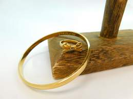 Kate Spade Designer Heart of Gold Bangle Bracelet & Bow Ribbon Ring 24.7g alternative image