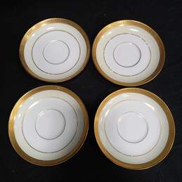 Bundle of 4 White w/ Gold Tone Trim Vintage Collector Saucer Plates