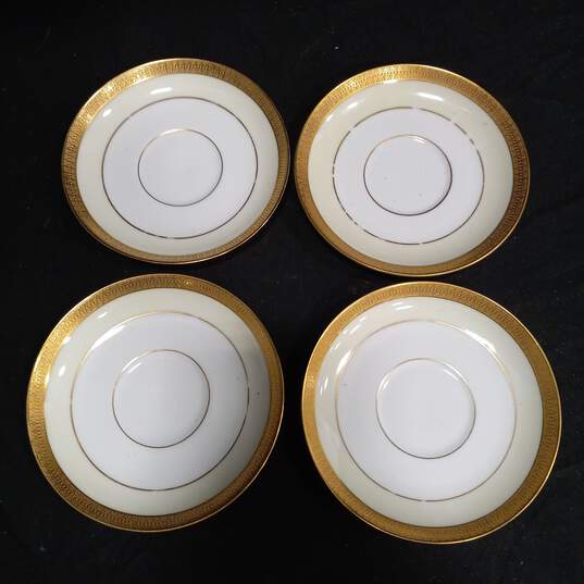 Bundle of 4 White w/ Gold Tone Trim Vintage Collector Saucer Plates image number 1