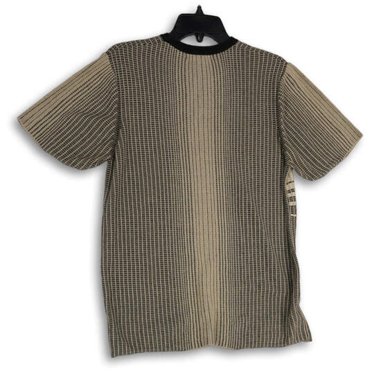 Womens Brown Black Striped Crew Neck Short Sleeve Pullover T-Shirt Size M image number 2