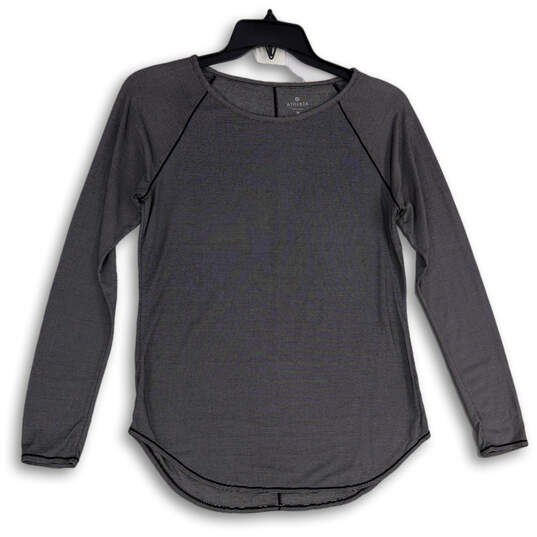 Womens Black Shanti Micro Pinstripe Long Sleeve Activewear T-Shirt Size M image number 1