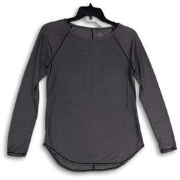 Womens Black Shanti Micro Pinstripe Long Sleeve Activewear T-Shirt Size M