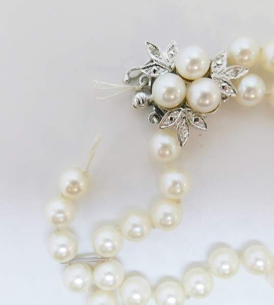 14K White Gold Clasp Pearl Bracelet FOR REPAIR 18.8g image number 4