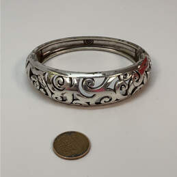 Designer Brighton Silver-Tone Ornate Design Round Hinged Bangle Bracelet alternative image