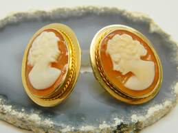 14k Yellow Gold Cameo Post Back Earrings 2.7g