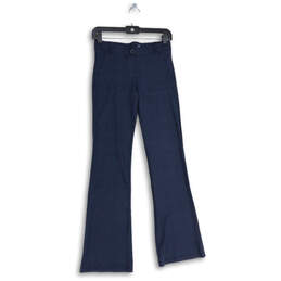 Womens Blue Dotted Flat Front Stretch Bootcut Leg Dress Pants Size XS