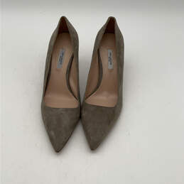 Womens Gray Suede Pointed Toe Slip-On High Stiletto Pump Heels Size EU 39.5