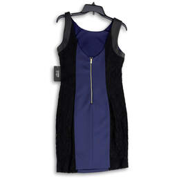 NWT Womens Black Blue Sleeveless Round Neck Back Zip Sheath Dress Size 8 alternative image