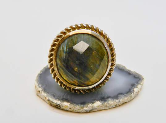 Sterling Silver PTI India Chunky Labradorite faceted Domed Ring 17.7g image number 1