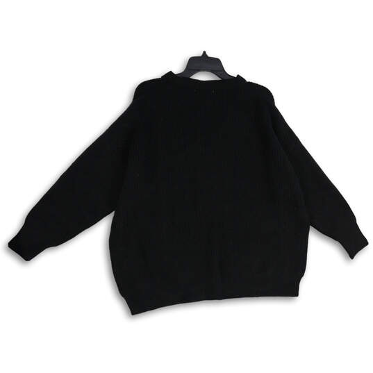 NWT Womens Black Long Sleeve V Neck Knitted Pullover Sweater Size 1X/2X image number 2