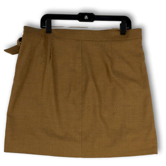 NWT Womens Brown Pockets Regular Fit Side Knot Short Wrap Skirt Size 14 image number 2