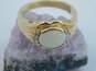 14K Yellow Gold Oval Opal 0.12 CTTW Diamond Ridged Ring 5.6g image number 3