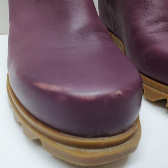 Sorel Joan of Arctic Wedge Zip Boots Leather Booties Ice Wine Sz 6.5 image number 3