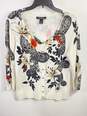 White House Black Market Women White Floral Sweater M image number 1