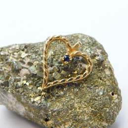 14K Yellow Gold Spinel Textured Heart Pendant 1.5g