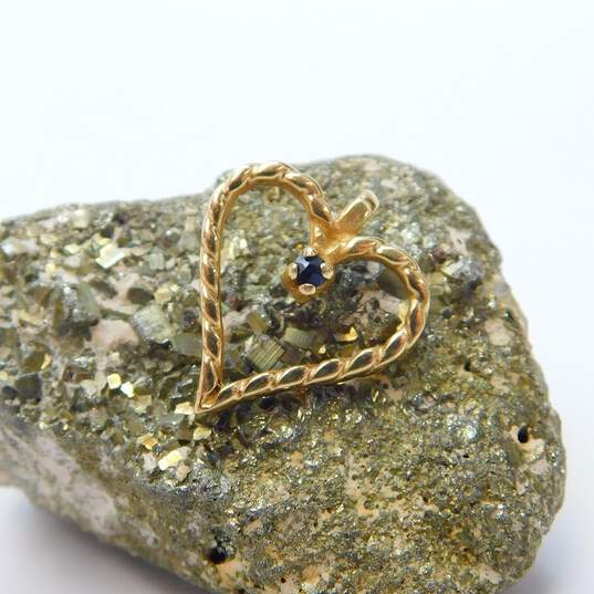 14K Yellow Gold Spinel Textured Heart Pendant 1.5g image number 1