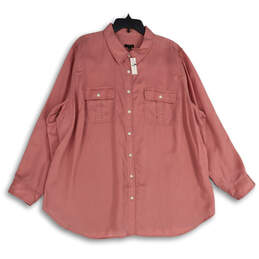 NWT Womens Pink Pointed Collar Long Sleeve Button-Up Shirt Size 3X