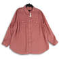 NWT Womens Pink Pointed Collar Long Sleeve Button-Up Shirt Size 3X image number 1