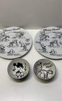 Disney's Mickey Mouse Sketchbook Dinner Plates and Fruit Bowls 4 Pc. Set