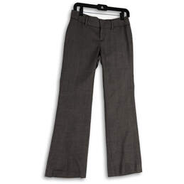 Womens Gray Flat Front Regular Fit Straight Leg Dress Pants Size One