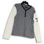 Mens Gray White Long Sleeve V-Neck Regular Fit Button Front T-Shirt Size L image number 1