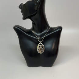 Designer Brighton Silver-Tone Snake Chain Oval Shape Pendant Necklace