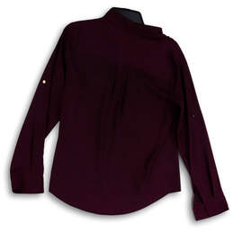 Womens Purple Long Sleeve Spread Collar Classic Button-Up Shirt Size Small alternative image