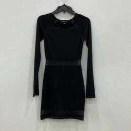 NWT Womens Black Round Neck Long Sleeve Regular Fit Sheath Dress Size S