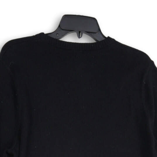 Mens Black Ribbed Knit Crew Neck Long Sleeve Pullover Sweater Size Medium image number 4