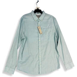 NWT Womens Teal Collared Long Sleeve Button-Up Shirt Size Large