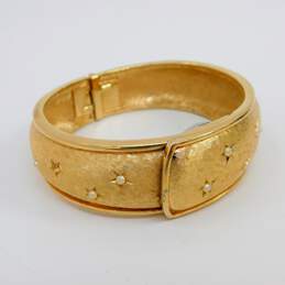 Vintage Gold Tone Swiss Mechanical Watch Bracelet & Glass Bead Necklace 140.2g alternative image