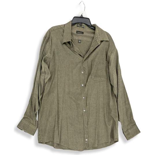 Mens Green Spread Collar Long Sleeve Button-Up Shirt Size Size 18 Big image number 1