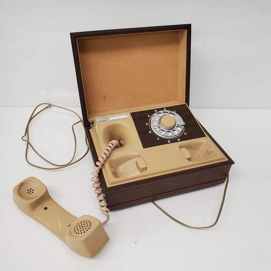 VTG Antique Deco-Tel Executive Phone with Inlay Hunt Scene Box image number 3