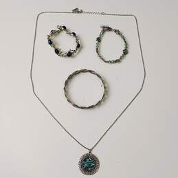 Silver Tones w/ Blue and Green Accents Costume Jewelry Collection alternative image