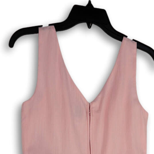 NWT Womens Pink V-Neck Sleeveless Pockets Back Zip One-Piece Romper Size S image number 4