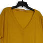 Womens Yellow Heather V-Neck Short Sleeve Pullover T-Shirt Size Large image number 3