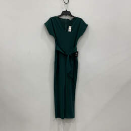 NWT Womens Green Short Sleeve V-Neck Back Zip One-Piece Jumpsuit Size XS
