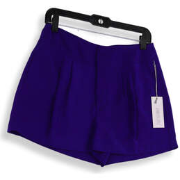 NWT Womens Purple Side Pockets Stretch Pleated Front Chino Shorts Size 8