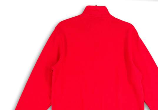 Mens Red Ribbed Mock Neck 1/4 Zip Long Sleeve Pullover Sweater Size M image number 4