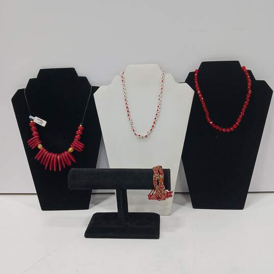 4pc Cherry Red Jewelry Bundle image number 1