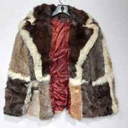 Women's Multicolor Rabbit Fur Jacket Sz 6